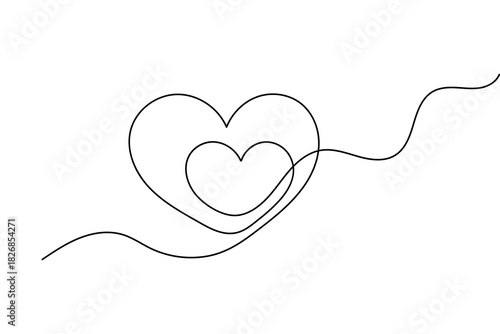 Love shape continuous one line art in clean minimalist outline vector illustration valentine’s day

