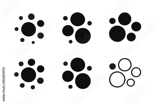 Multiverse Icon Set. Exploring parallel universes and the multiverse. Icon set. Set Logo of exploring parallel universes and the multiverse: Floating orbs in