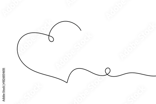 Love shape continuous one line art in clean minimalist outline vector illustration valentine’s day
