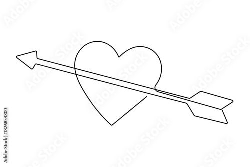 Love shape continuous one line art in clean minimalist outline vector illustration valentine’s day
