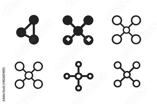 Molecule Logo Variations. Molecules. Icon set. Set Logo of molecules: molecular lattice. harmonious logo variations of the same emblematic concept, each with