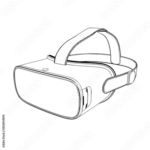 Outline drawing of a virtual reality headset
