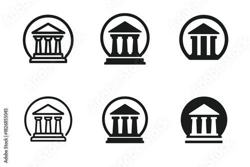 Heritage Logo Icons. Cultural heritage sites. Icon set. Set Logo of cultural heritage sites: culture and history preservation symbol. harmonious logo