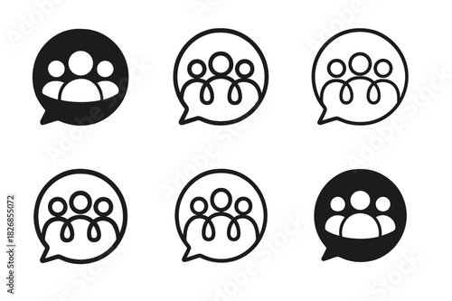 Family Communication Icons. Healthy Communication Within Families. Icon set. Set Logo of Healthy Communication Within Families: family chat circle symbol.