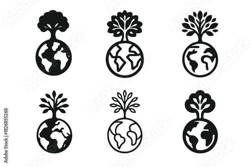 Surreal Climate Logos. Climate change visualizations in surreal art. Icon set. Set Logo of climate change visualizations in surreal art: melting clouds over