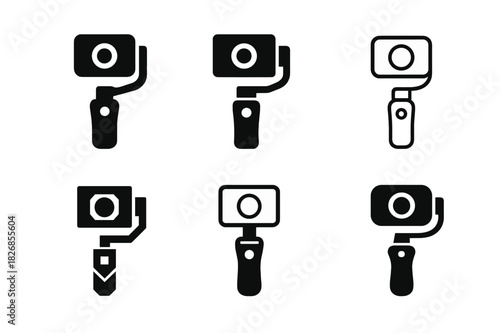 Photography Icons Set. Photography Essentials. Solid icon set of Photography Essentials: DSLR camera, tripod, soft light, reflector, aperture icon, lens,