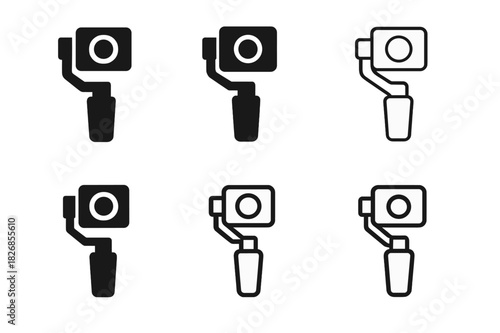Photography Icons Set. Photography Essentials. Solid icon set of Photography Essentials: DSLR camera, tripod, soft light, reflector, aperture icon, lens,