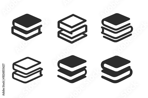 Piled Up Icon Set. piled up. Icon set. Set Logo of piled up: tower of cubes. harmonious logo variations of the same emblematic concept, each with different