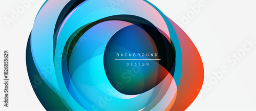 Abstract circular design. Vibrant colors blend, creating dynamic visual effect. Modern, clean aesthetic suitable for backgrounds.