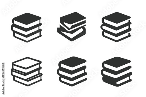 Piled Up Icon Set. piled up. Icon set. Set Logo of piled up: tower of cubes. harmonious logo variations of the same emblematic concept, each with different