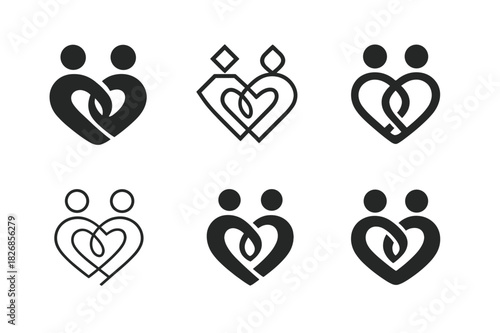 Emotional Inspiration Logos. Inspiration through moments of deep emotional connection. Icon set. Set Logo of emotional inspiration: intertwined lines of