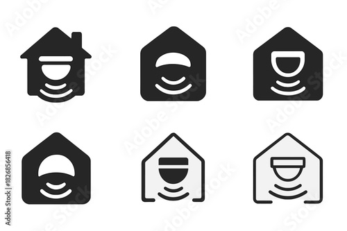 Home Automation Icons. Home automation. Icon set. Set Logo of home automation: motion sensor. harmonious logo variations of the same emblematic concept, each
