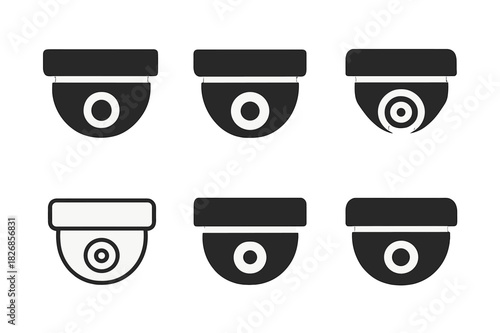 Security Camera Logos. Security camera. Icon set. Set Logo of security camera: dome camera. harmonious logo variations of the same emblematic concept, each