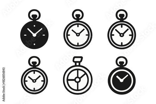 Timeless Logo Elegance. Timeless elegance. Icon set. Set Logo of timeless elegance: vintage pocket watch. harmonious logo variations of the same emblematic