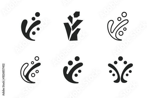 Soda Pop Logos. Soda pop. Icon set. Set Logo of soda pop: splash in motion. harmonious logo variations of the same emblematic concept, each with different