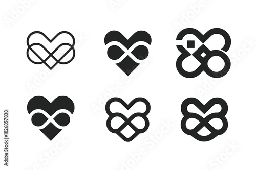 Harmonious Connection Logos. Long-Distance Relationships and Communication. Icon set. Set Logo of Long-Distance Relationships and Communication: infinite loop