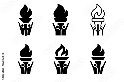 Youth Leadership Logos. Youth activism and leadership. Icon set. Set Logo of Youth activism and leadership: torch symbolizing leadership and empowerment.