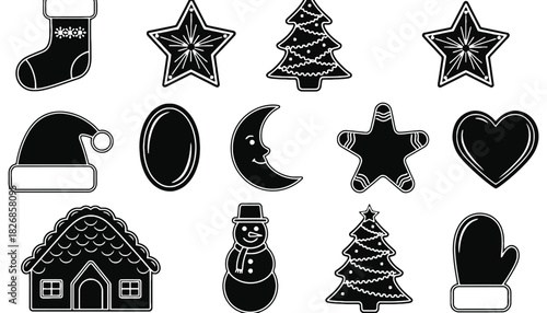 Christmas holiday vector icons set festive season elements