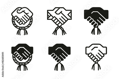 Friendship Logo Icons. Building and maintaining strong friendships. Icon set. Set Logo of building and maintaining strong friendships: friendship bracelet.