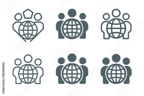 Harmonious Logo Variations. Online multiplayer. Icon set. Set Logo of online multiplayer: shared virtual world environment. harmonious logo variations of the