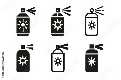 Spray Paint Logos. Creative mural painting. Icon set. Set Logo of spray paint can. harmonious logo variations of the same emblematic concept (Symmetrical form,