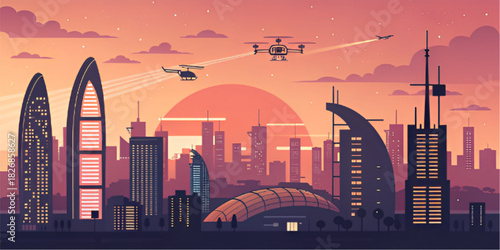 london skyline at sunset