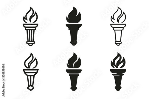 Entrepreneurial Torch Logos. Entrepreneurial spirit. Icon set. Set Logo of entrepreneurial spirit: torch symbolizing vision and drive. harmonious