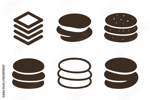 Pita Bread Logos. Making homemade pita bread or flatbreads. Icon set. Set Logo of making homemade pita bread or flatbreads: pita bread stack. harmonious logo