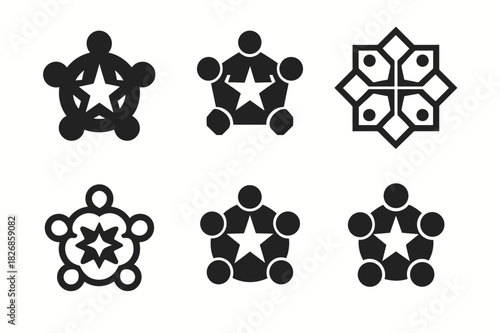 Trust and Loyalty Icons. Trust and loyalty in friendships. Icon set. Set Logo of trust and loyalty: star of unity. harmonious logo variations of the same