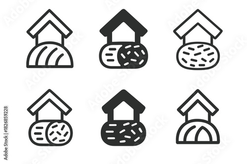 Eco-Friendly Material Icons. alternative building materials for eco-friendly homes. Icon set. Set Logo of alternative building materials for eco-friendly