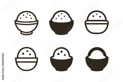 Pita Bread Icon Set. Making homemade pita bread or flatbreads. Icon set. Set Logo of making homemade pita bread or flatbreads: rising dough in bowl. harmonious