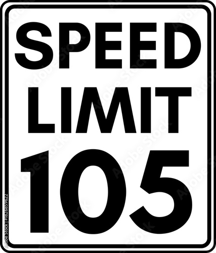Speed Limit 105 mph Traffic Sign, 105 Speed Limit Sign Vector