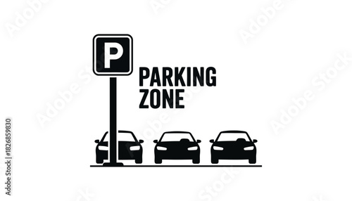 Find parking zone parking sign and car parking illustration