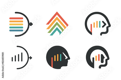 Cosmology Logo Icons. The study of the universe's age and expansion. Icon set. Set Logo of cosmology: redshift spectrum. harmonious logo variations of the same