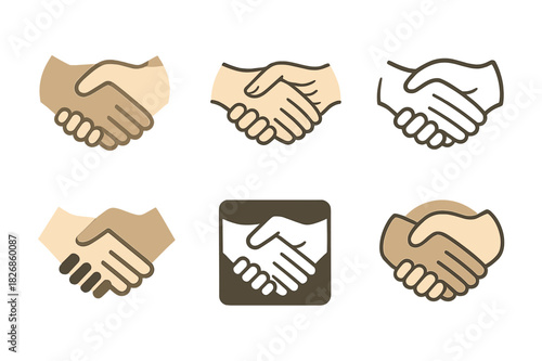 Age-Inclusive Logo Set. Age-Inclusive Marketing. Icon set. Set Logo of Age-Inclusive Marketing: handshake between young and elderly hands. harmonious logo