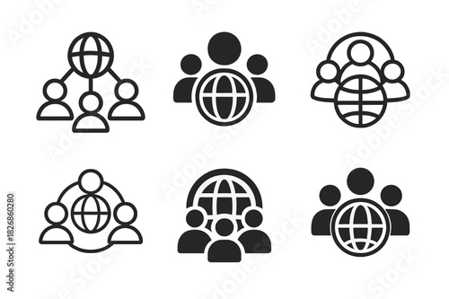 Harmonious Logo Variations. Online multiplayer. Icon set. Set Logo of online multiplayer: shared virtual world environment. harmonious logo variations of the