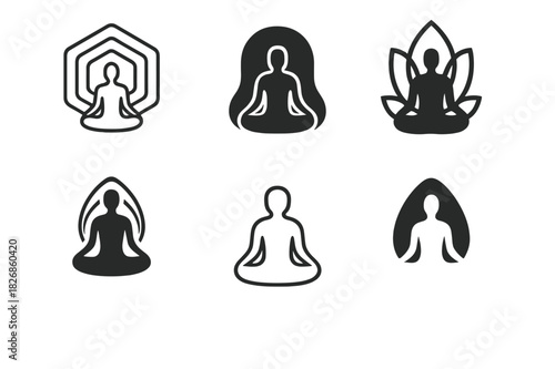 Somatic Therapy Logos. Somatic therapy. Icon set. Set Logo of somatic therapy: meditative body aura. harmonious logo variations of the same emblematic concept,