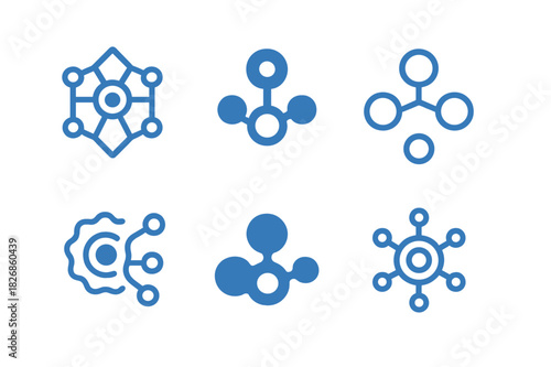 Cellular Regeneration Icons. life extension through cellular regeneration. Icon set. Set Logo of life extension through cellular regeneration: stem cell