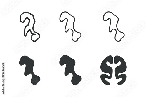 Bone Icon Variations. The role of bones. Icon set. Set Logo of The role of bones: ear ossicles. harmonious logo variations of the same emblematic concept, each