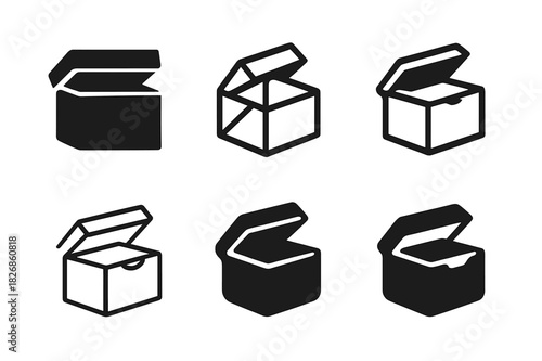 Custom Storage Logos. Creating custom-designed home storage solutions. Icon set. Set Logo of creating custom-designed home storage solutions: storage box with