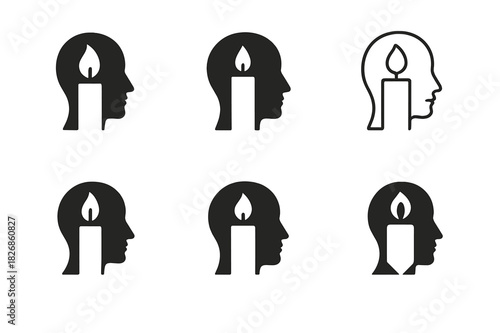 Identity-Religion Logos. The relationship between religion and personal identity. Icon set. Set Logo of The relationship between religion and