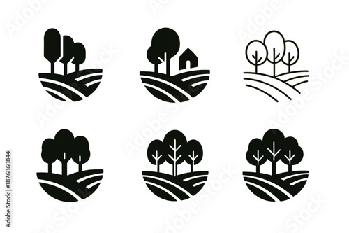 Rural Adaptation Icons. Rural communities and their adaptation to changing climates. Icon set. Set Logo of Rural communities and their adaptation to changing