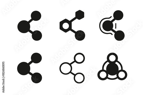 Catalyst Icon Set. catalyst. Icon set. Set Logo of catalyst: chain reaction. harmonious logo variations of the same emblematic concept, each with different