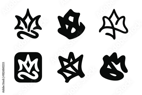 Digital Graffiti Logos. Virtual graffiti and street art in digital worlds. Icon set. Set Logo of digital expression: graffiti tag symbol. harmonious logo