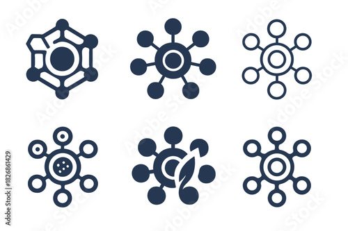 Cellular Regeneration Icons. life extension through cellular regeneration. Icon set. Set Logo of life extension through cellular regeneration: stem cell