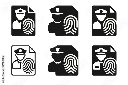 Law Enforcement Logos. Law enforcement agents handling legal documentation and investigations. Icon set. Set Logo of Law enforcement agents handling legal