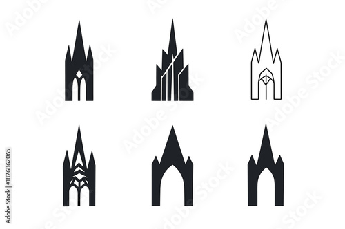 Architectural Logo Variations. photographs of awe-inspiring architecture and design. Icon set. Set Logo of photographs of awe-inspiring architecture and