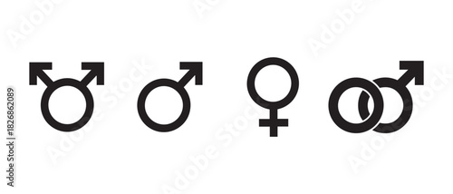 Gender Symbols Icons Set Including Male, Female, Transgender and Homosexual