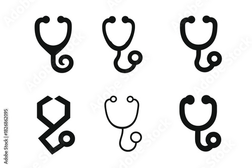 Accessible Medical Icons Set. accessible medical icons set. Icon set. Set Logo of accessible medical icons set: stethoscope. harmonious logo variations of the