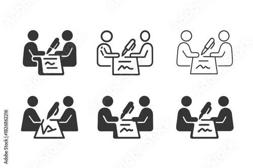 Mediation Logo Variations. Lawyers participating in alternative dispute resolution (mediation). Icon set. Set Logo of Lawyers participating in alternative